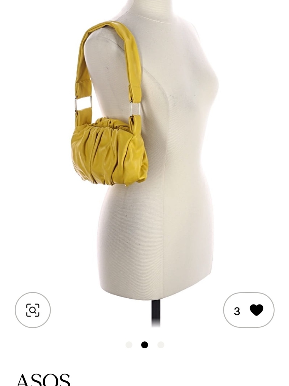 ASOS Mustard Ruched Shoulder Bag - Picture 2 of 3